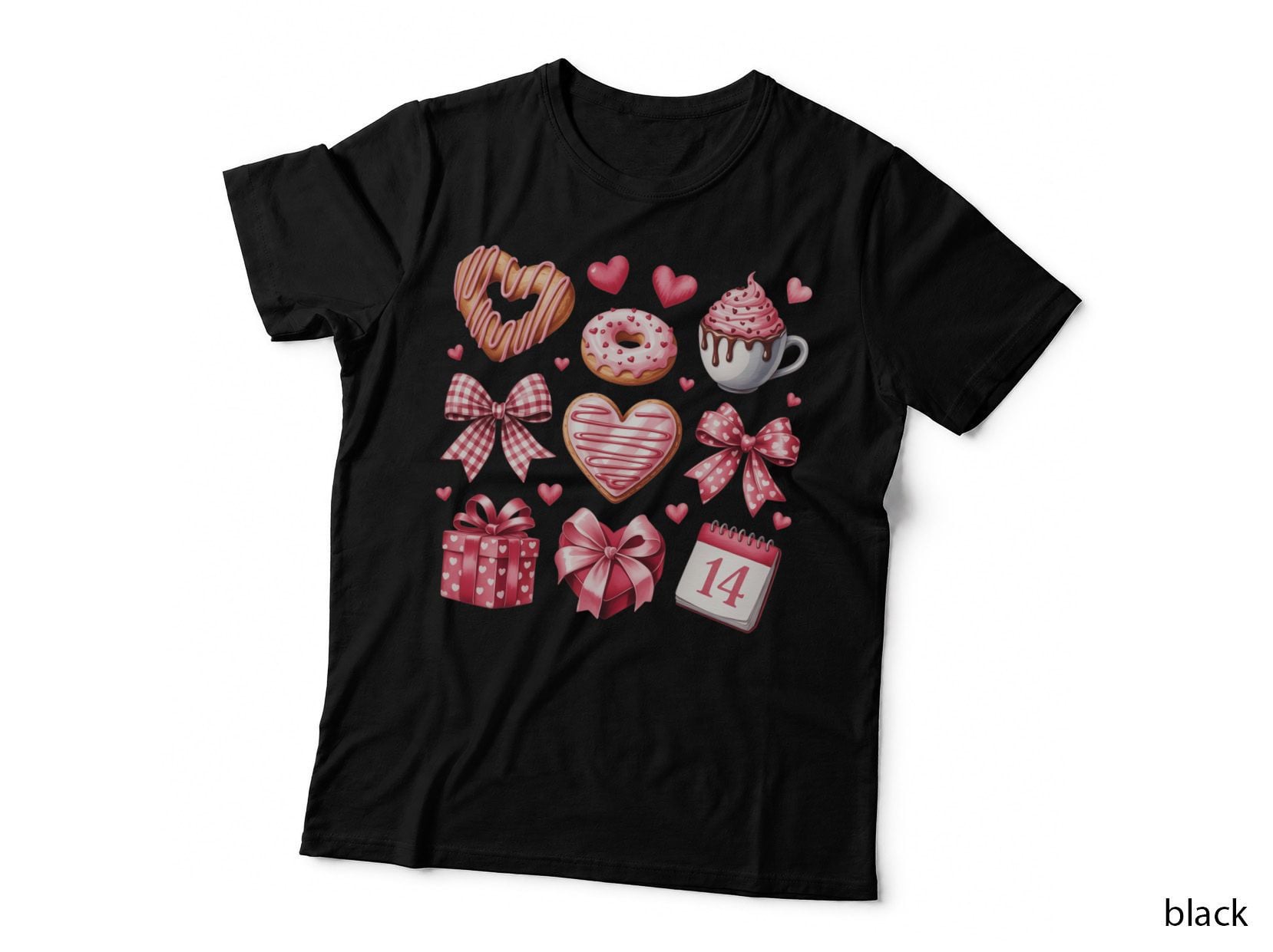 Pastries Donut Cupcake Gift Bows Valentine T-Shirt, Cute Love Graphic Tee