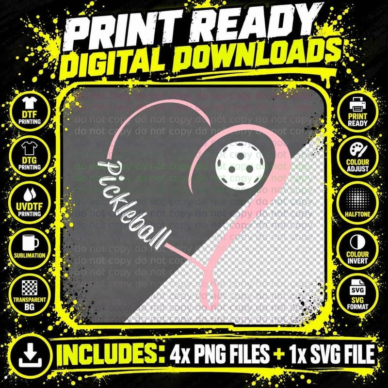 Pickleball Shirts Ladies Valentine's Day Pickleball Png SVG Digital Bundle