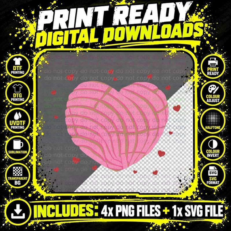 Pink Lined Heart Shape Small Red Hearts T-Shirt Png SVG Digital Bundle