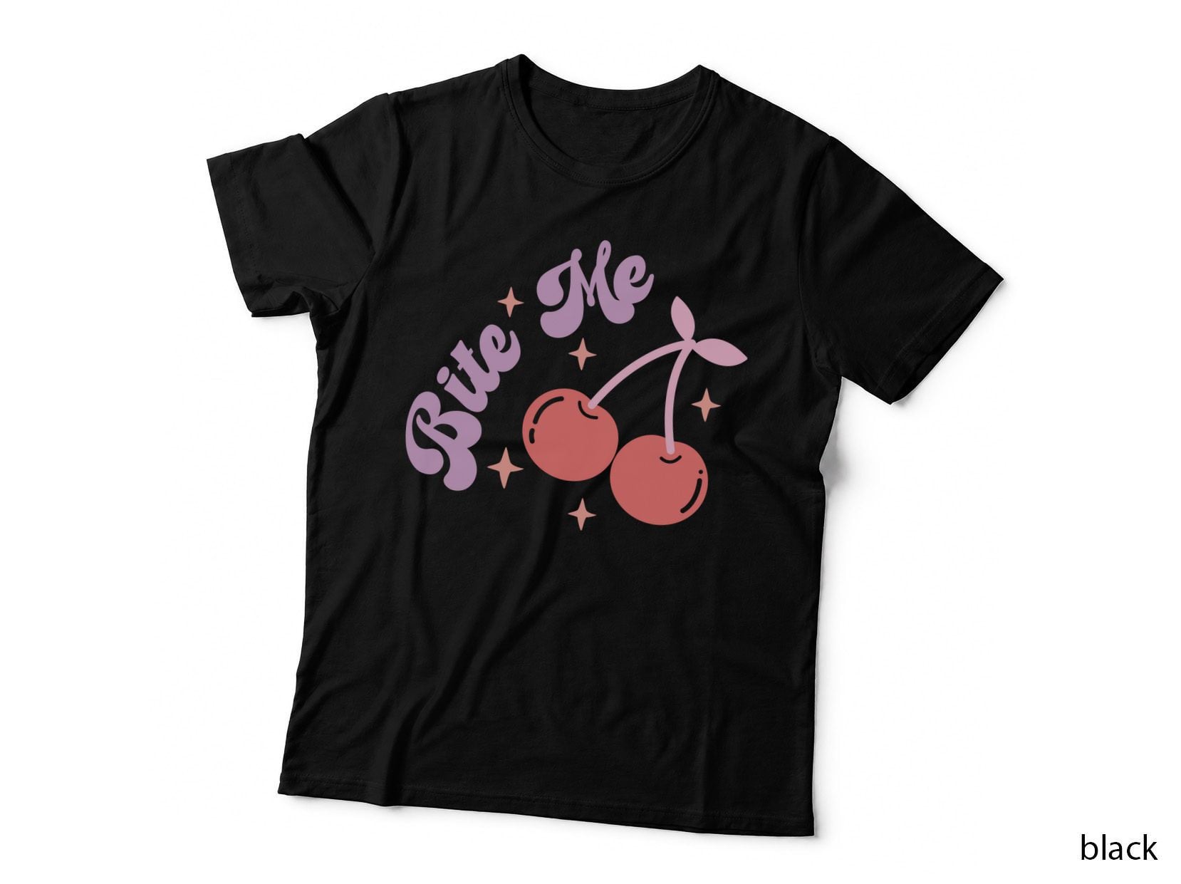 Pink Text Words Heart Cherries Valentine T-Shirt, Cute Love Graphic Tee