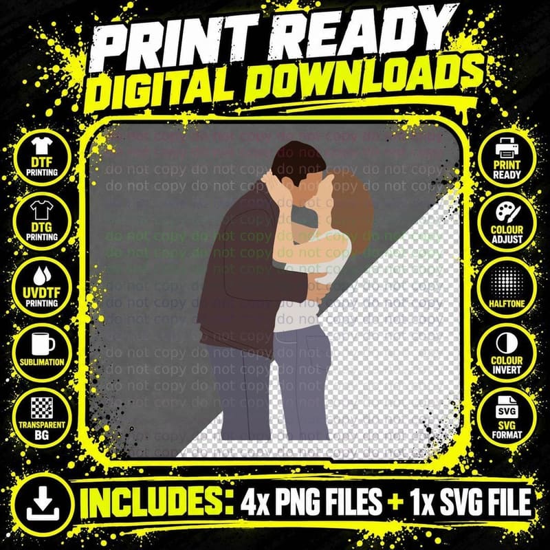 Rachel and Ross (3 T-Shirt, Romantic Love Print Png SVG Digital Bundle