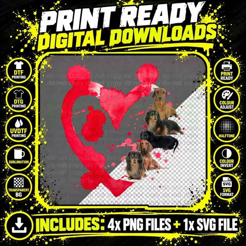 Red Heart Dog T-Shirt, Valentine's Day Love Png SVG Digital Bundle