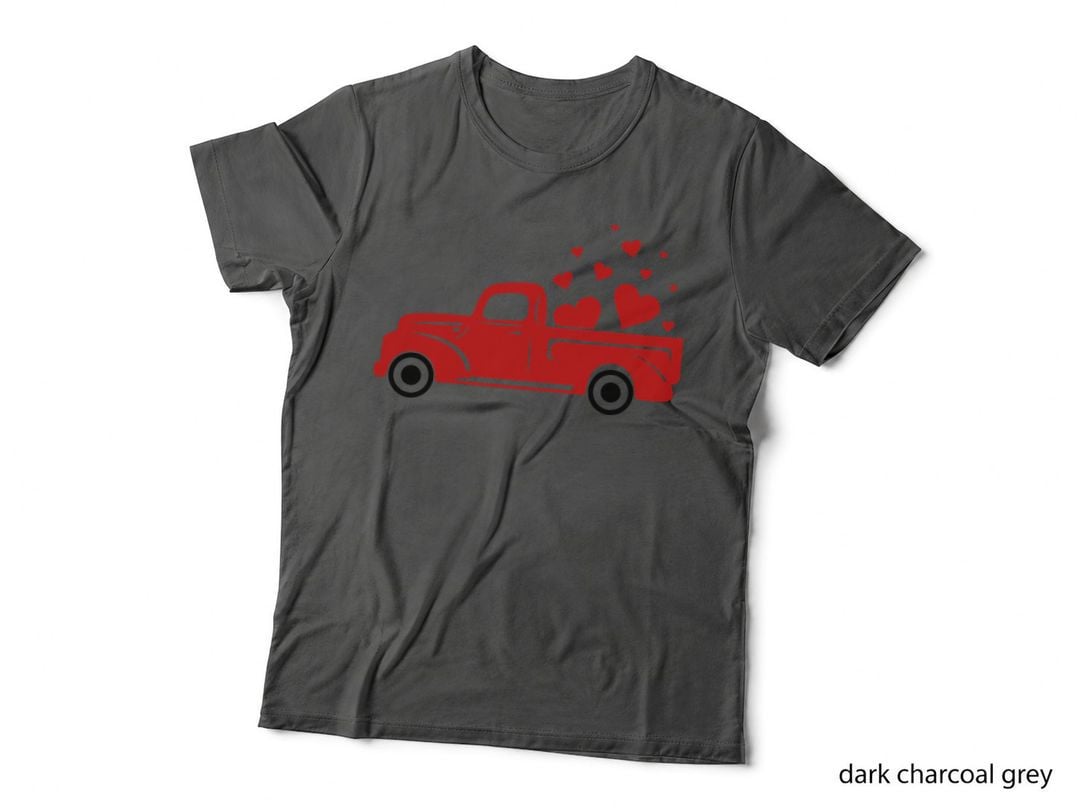 Red Truck Loaded with Hearts Valentine T-Shirt, Cute Love Graphic Tee
