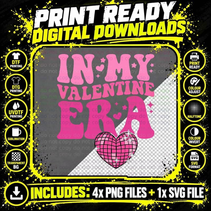 Retro Groovy in My Valentine Era Valentine Day T-Shirt Png SVG Digital Bundle