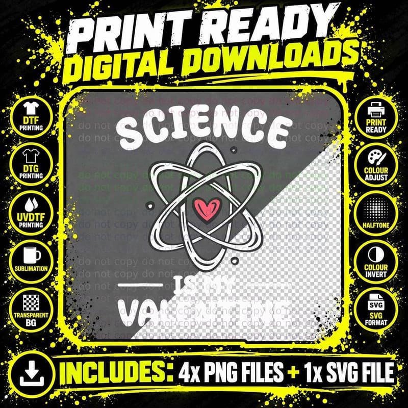 Science Is My Valentines Valentine's Day Teacher T-Shirt Png SVG Digital Bundle