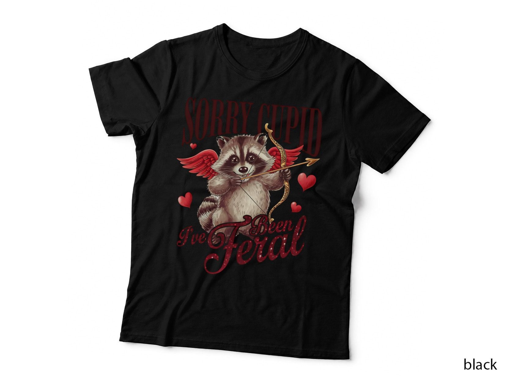 Sorry Cupid I've Been Smitten Valentine T-Shirt, Raccoon Cupid Arrow Hearts