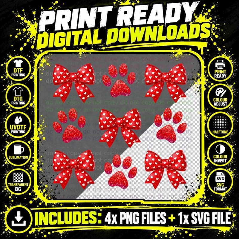 Sparkly Hearts and Bows Valentine T-Shirt Png SVG Digital Bundle