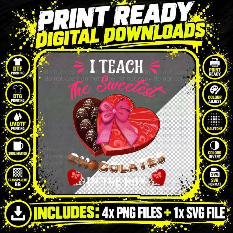 Sweetest Chocolates Heart Box T-Shirt Png SVG Digital Bundle
