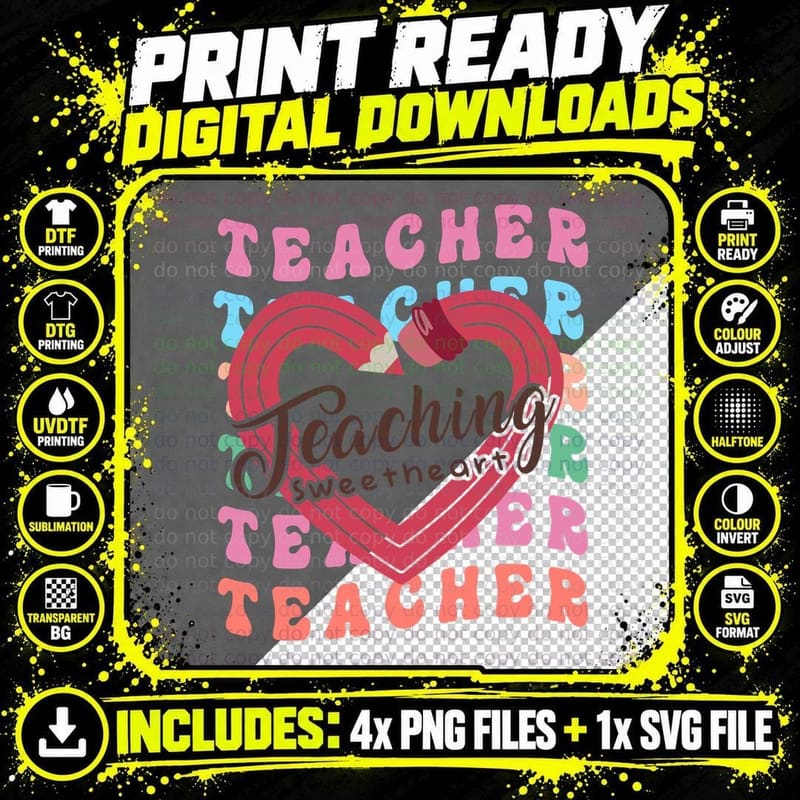 Teacher Sweetheart Valentine T-Shirt Png SVG Digital Bundle