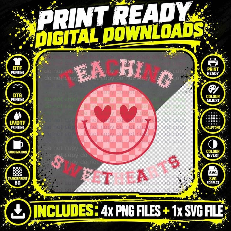 Teaching Sweet Hearts Valentine T-Shirt Png SVG Digital Bundle
