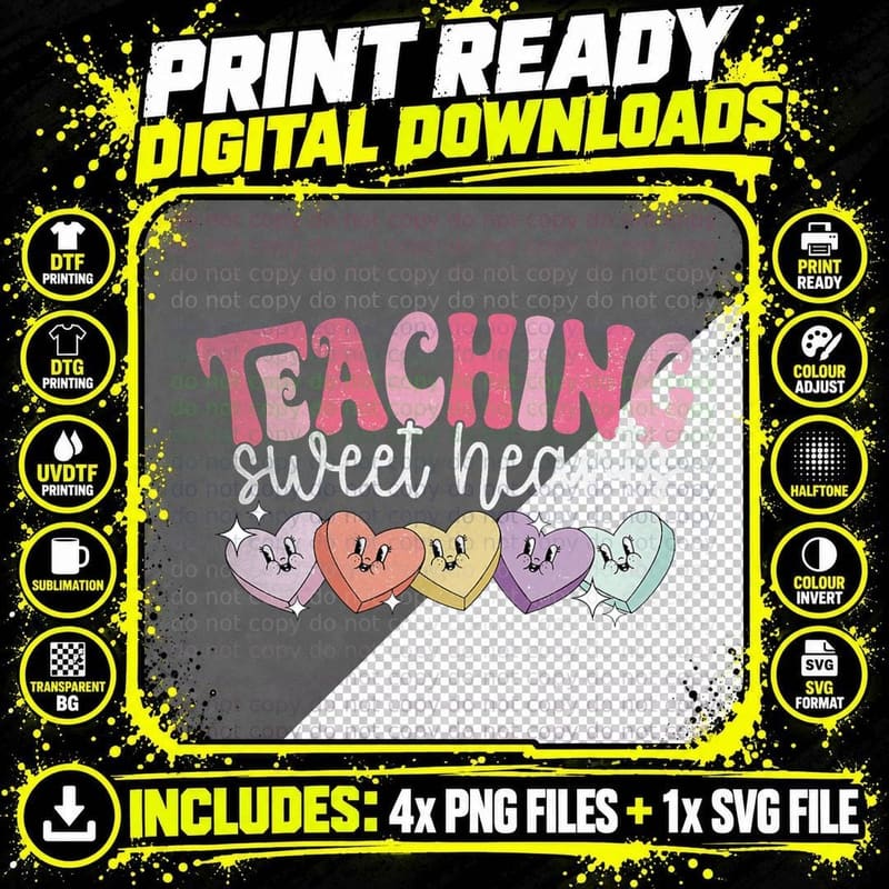 Teaching Sweethearts Happy Valentine's Day Teacher Png SVG Digital Bundle