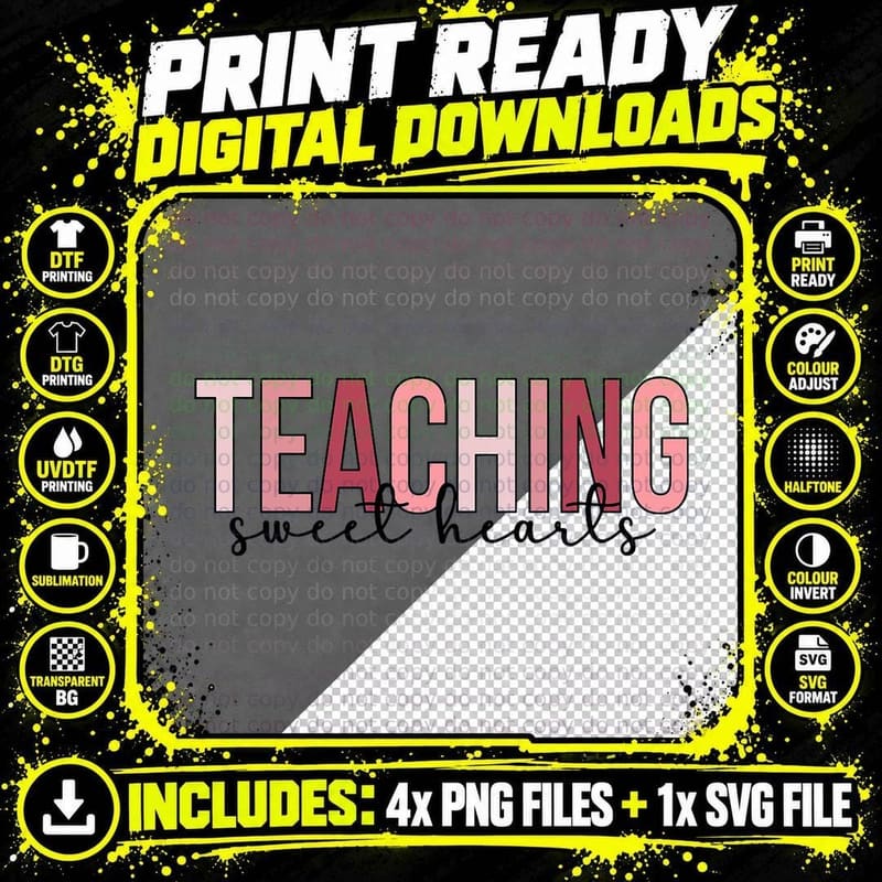 Teaching Sweethearts Valentine Teacher Valentines Day Png SVG Digital Bundle