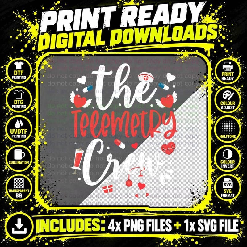 Telemetry Nurse Valentines Day Cute Valentine Telemetry Png SVG Digital Bundle