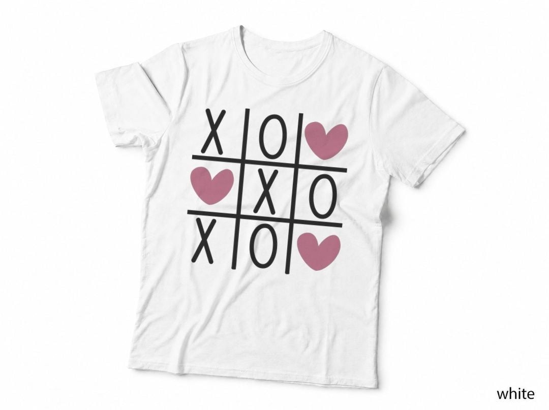 Tic-Tac-Toe Game Hearts Variant Valentine T-Shirt, Cute Love Graphic Tee