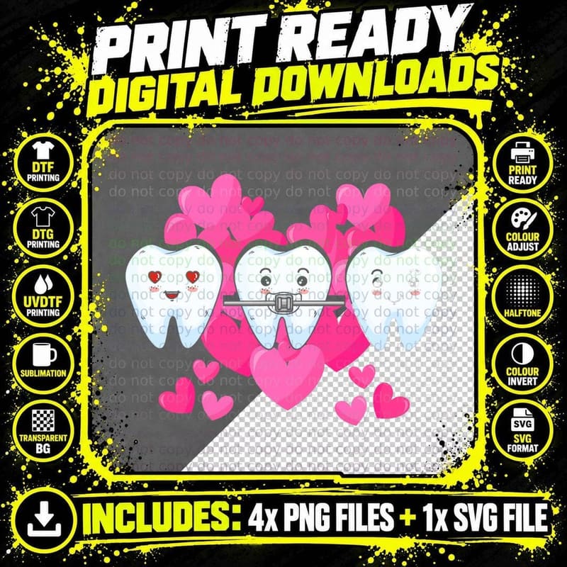 Tooth Fairy Valentine's Day Dentist Dear Dental Png SVG Digital Bundle