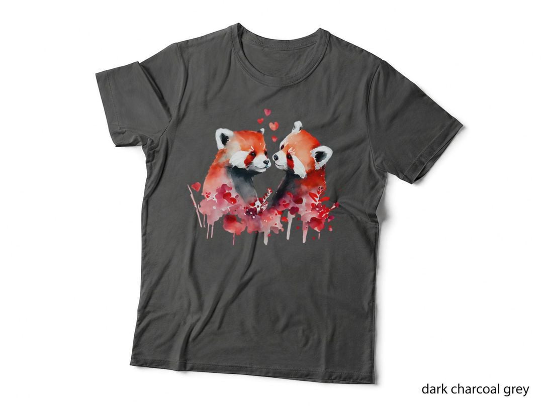 Two Loving Red Pandas in Love Heart Valentine's Red Panda T-Shirt
