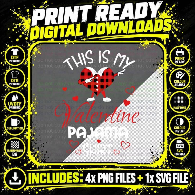 Valentine Buffalo Plaid Hearts T-Shirt Png SVG Digital Bundle