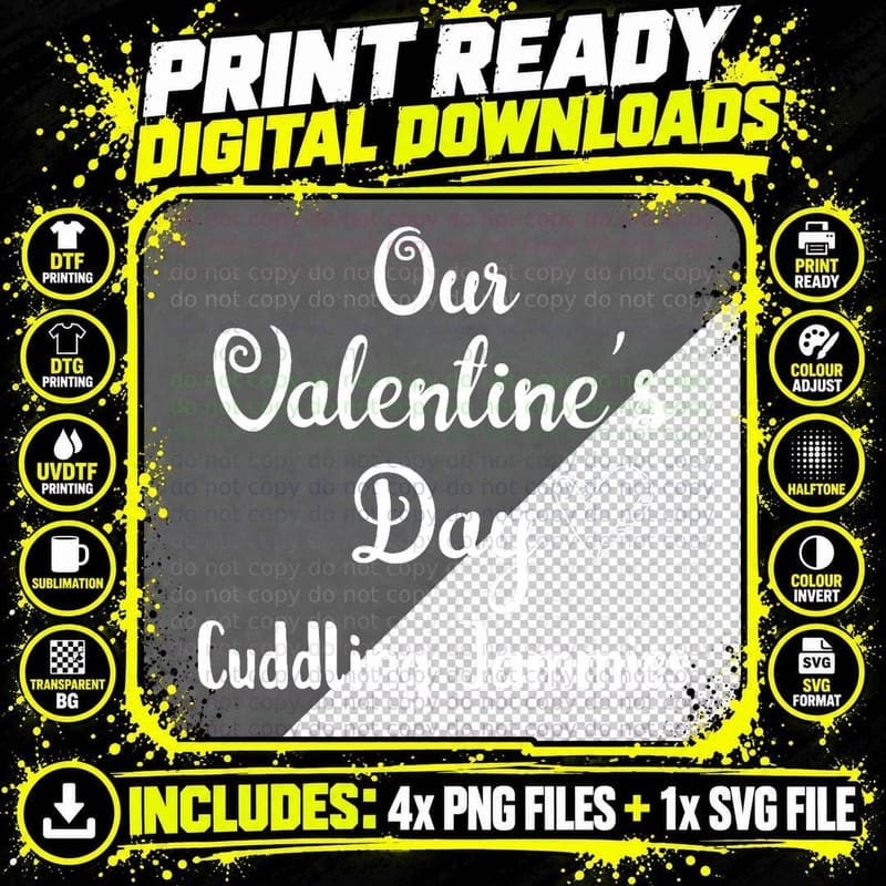 Valentine Couple Matching Pajamas for Valentines Day Png SVG Digital Bundle