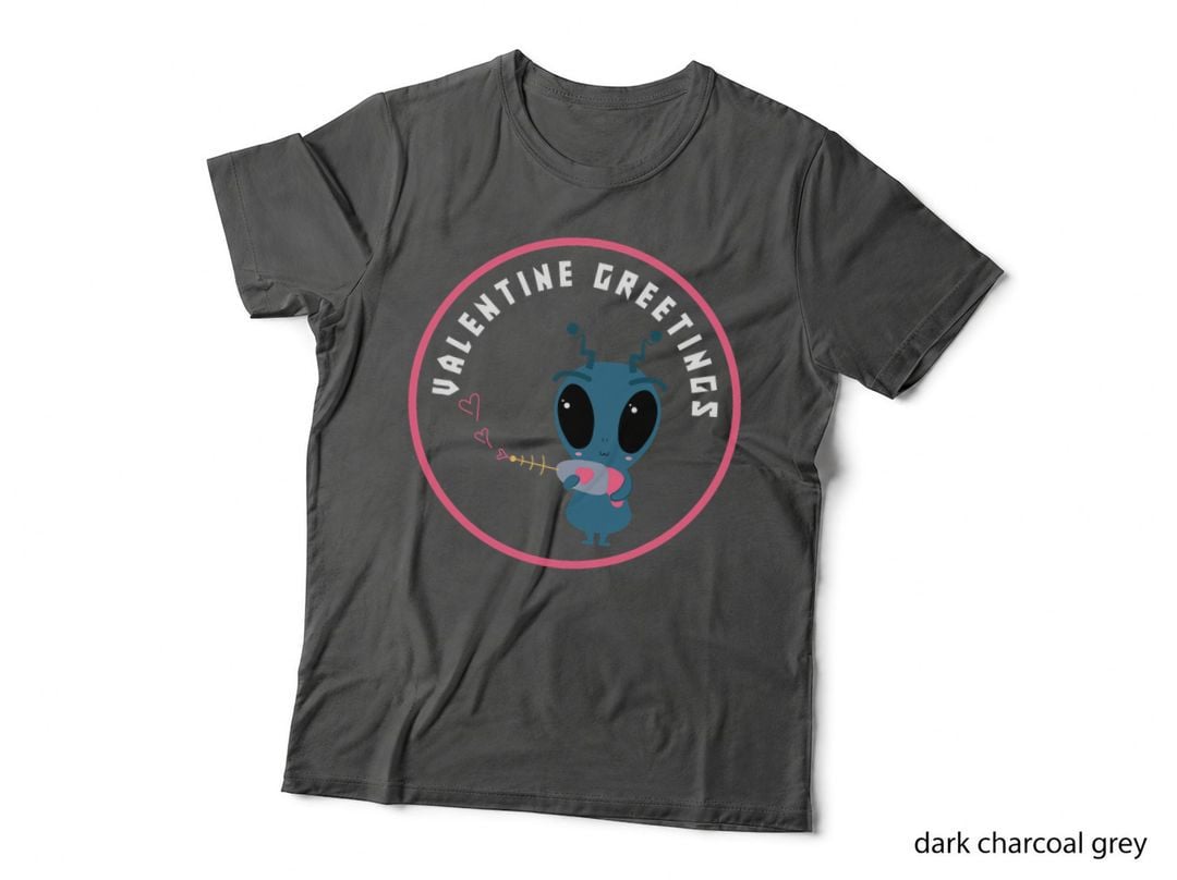 Valentine Greetings - Alien Love Heart Outer Space T-Shirt