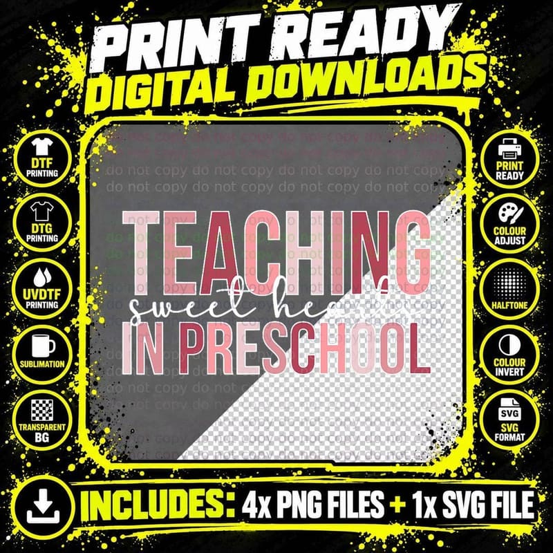Valentine Teaching in Preschool Teacher Valentines Day Png SVG Digital Bundle