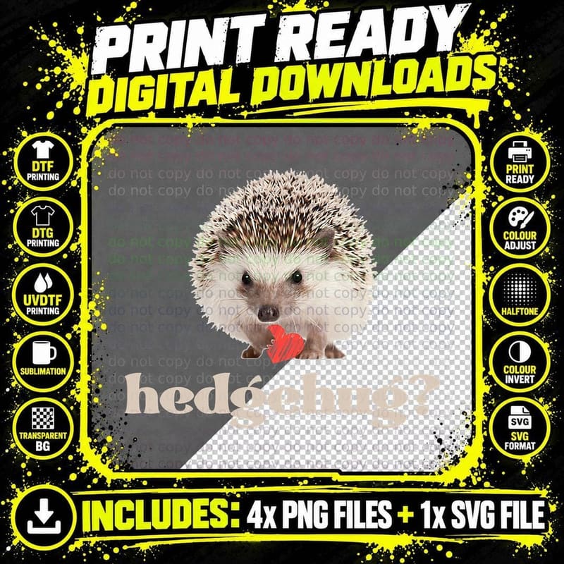 Valentine's Day Hedgehog Hedgehug Funny T-Shirt Gift Hug Png SVG Digital Bundle