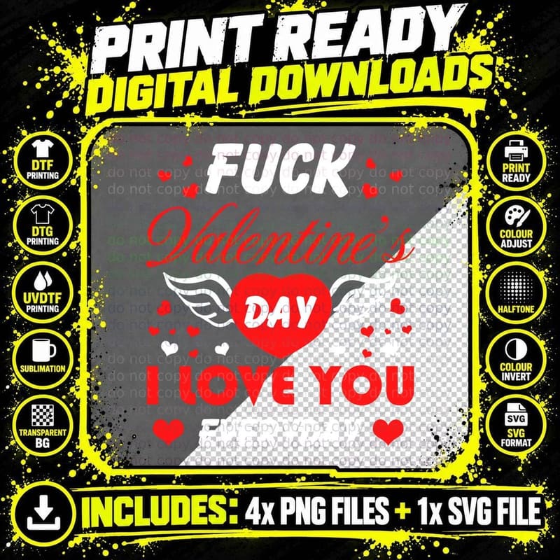 Valentine's Day Love You T-Shirt, Romantic Heart Print Png SVG Digital Bundle