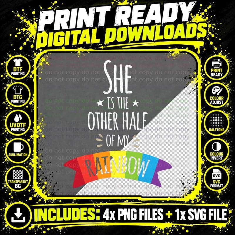 Valentine's Day for Lesbian Girlfriend Wife My Rainbow Png SVG Digital Bundle