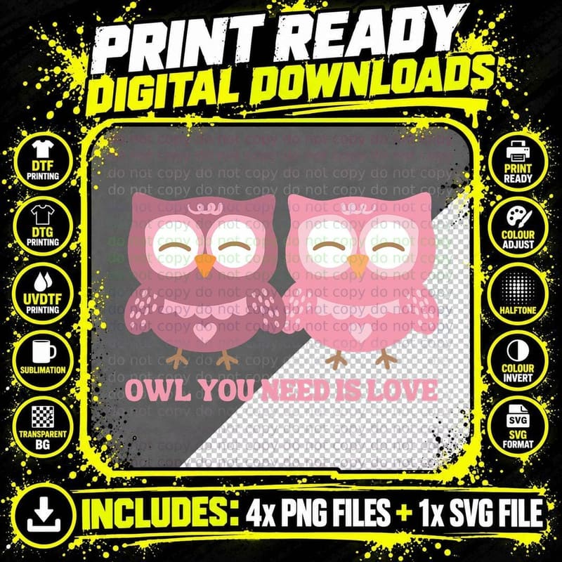Valentines Day Owl You Need Is Love Cute Valentine Kids Png SVG Digital Bundle
