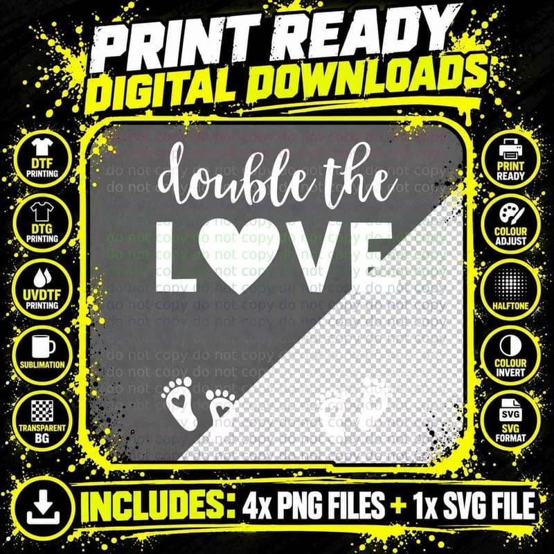 Valentines Day Twin Pregnancy Announcement Valentine Png SVG Digital Bundle
