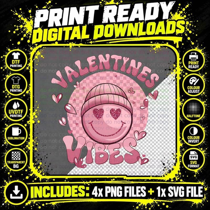 Valentines Vibes Valentine T-Shirt Png SVG Digital Bundle