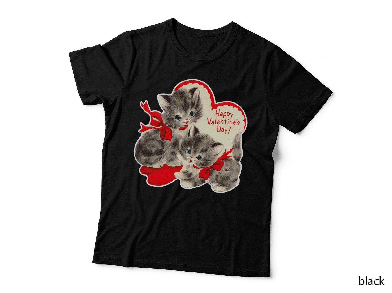 Vintage Valentine's Day Cat Kitten Kitty Retro Valentine T-Shirt