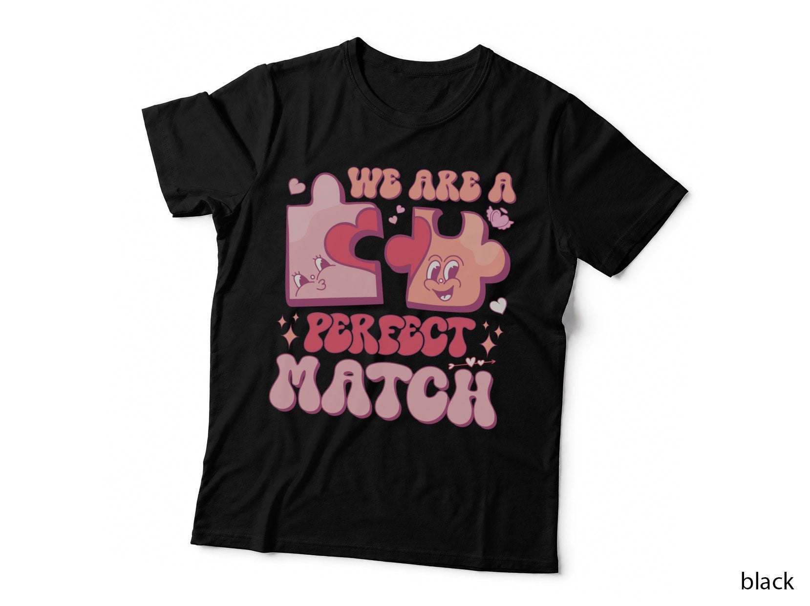 We Are a Perfect Match Valentine T-Shirt, Puzzle People Perfect Match Love Tee