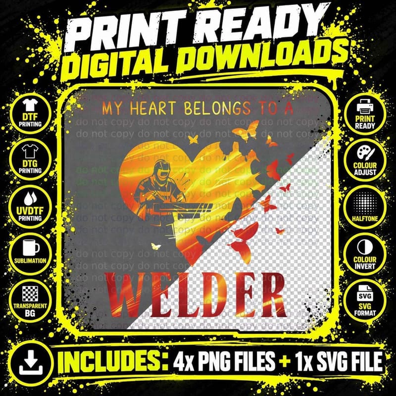 Welder Heart T-Shirt, Valentine's Day Gift Png SVG Digital Bundle