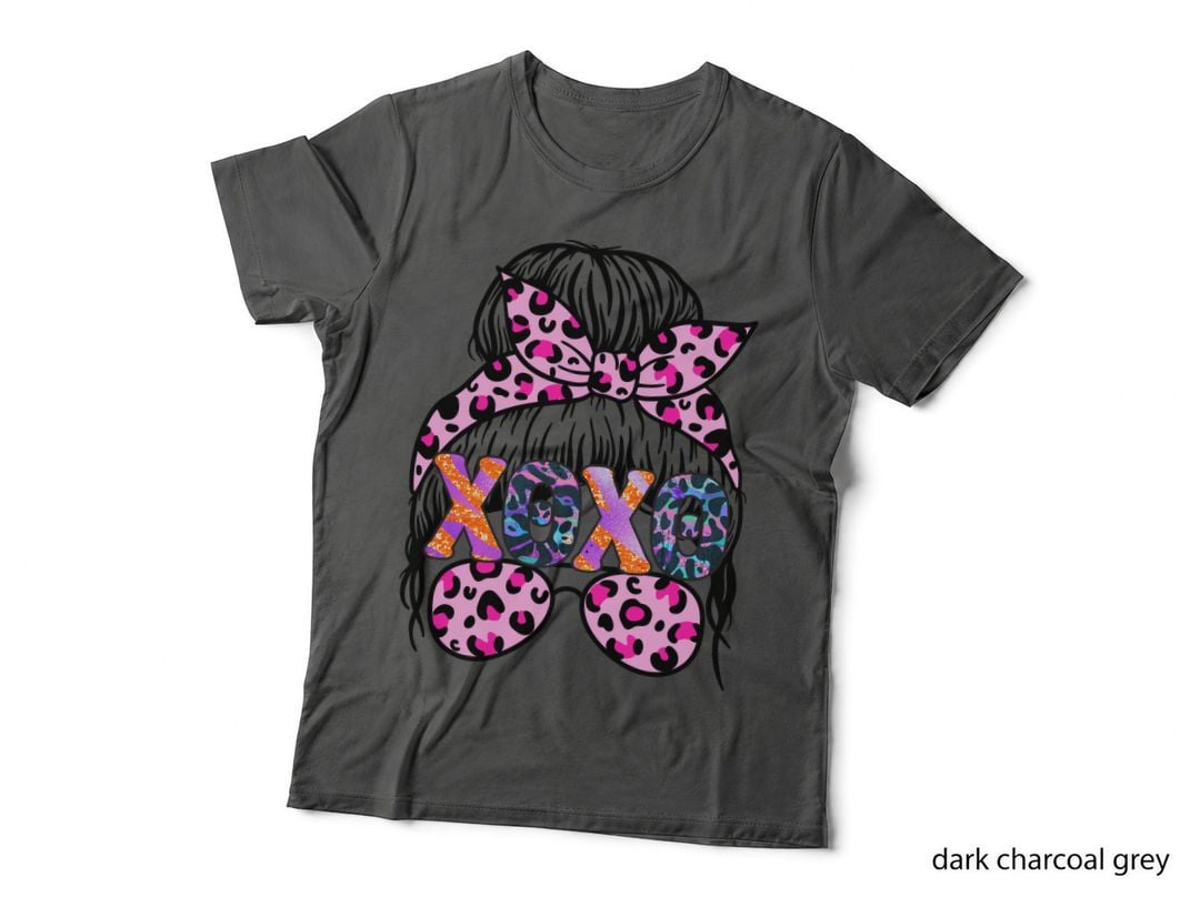 XOXO Leopard Girl Pink Bow Sunglasses Multicolor Valentine T-Shirt