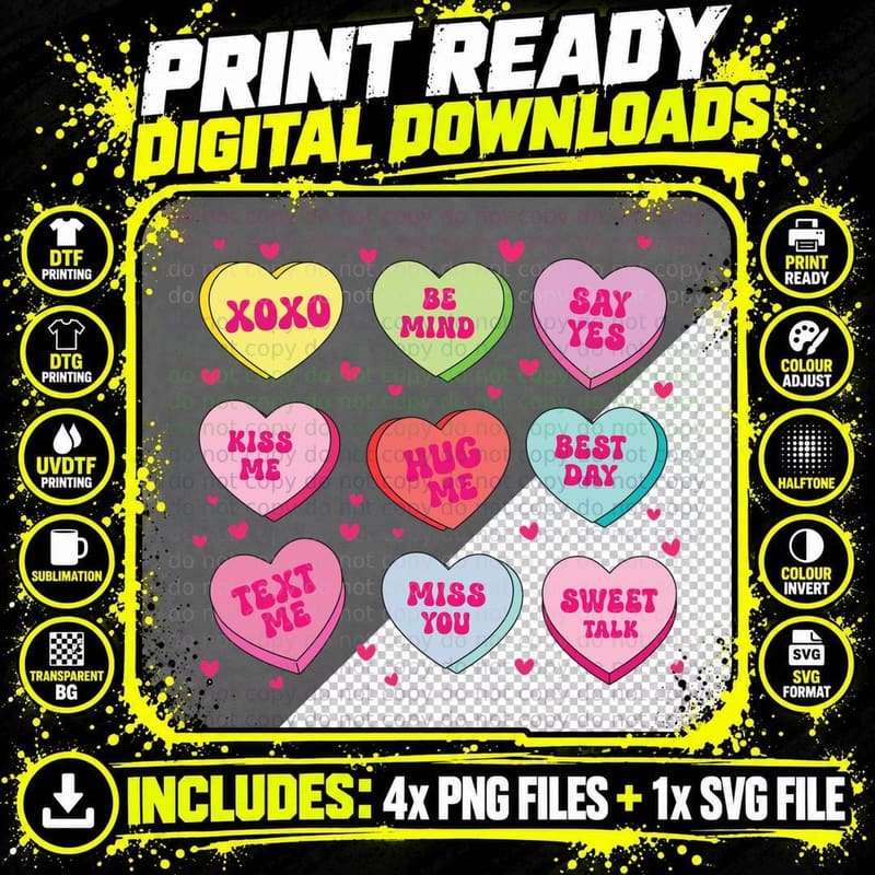 Xoxo Be Mind Say Yes Valentine T-Shirt Png SVG Digital Bundle