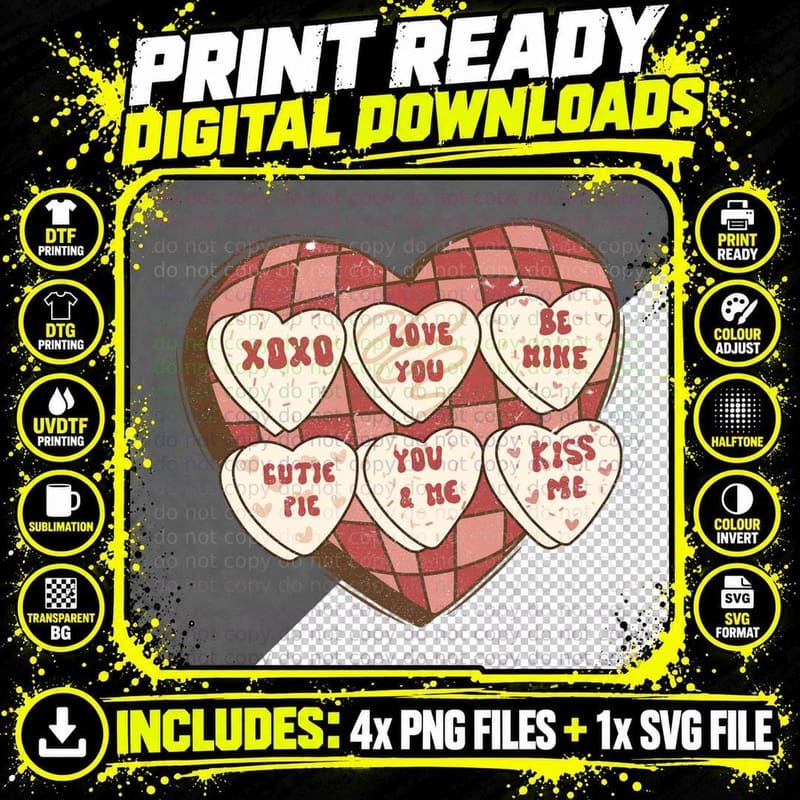 Xoxo Love You Be Mine Cutie Pie You & Me Kiss Me Png SVG Digital Bundle