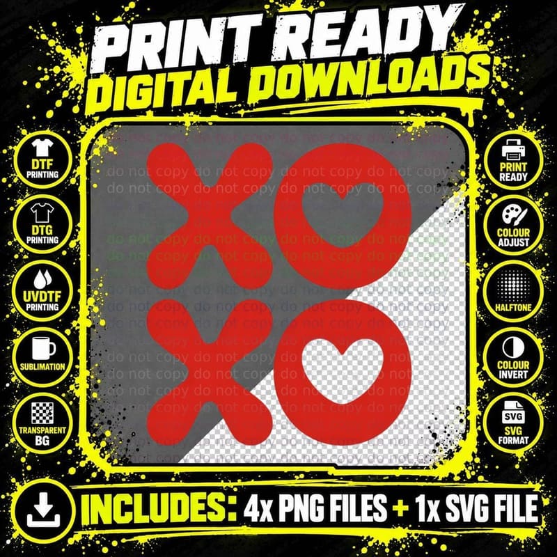 Xoxo Valentine T-Shirt, Two Red XOXO Symbols Stacked Png SVG Digital Bundle