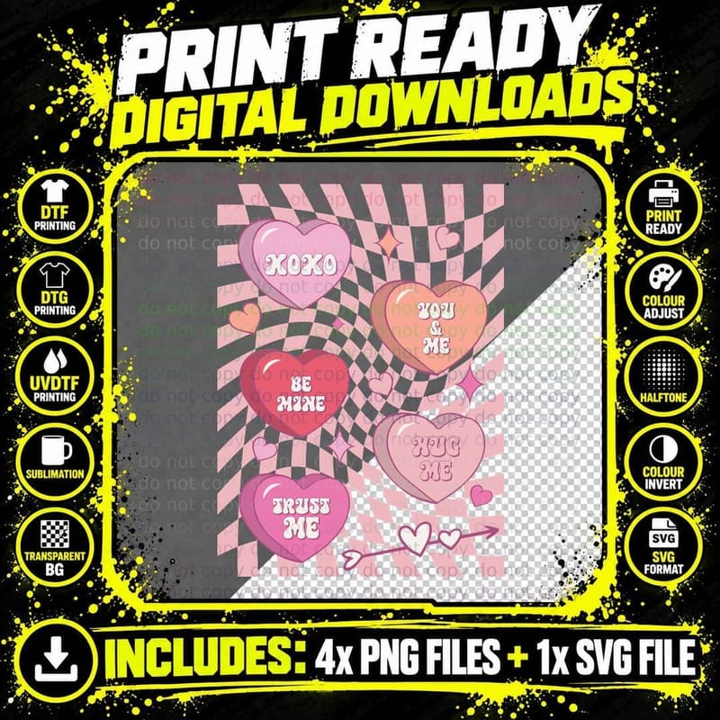 Xoxo You & Me Be Mine Hug Me Trust Me Valentine T-Shirt Png SVG Digital Bundle