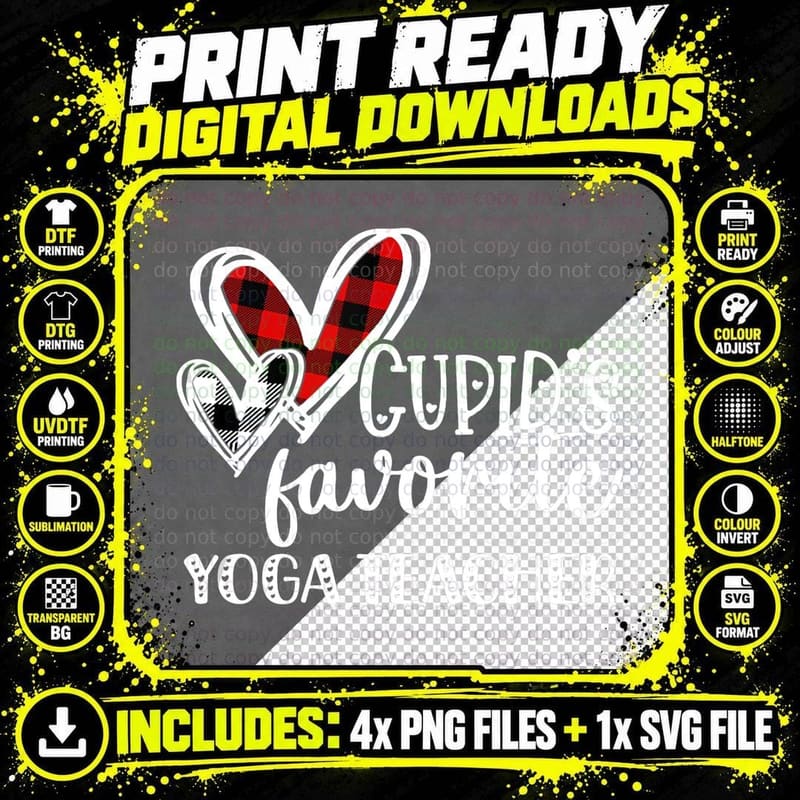 Yoga Teacher Valentine's Day, Romance T-Shirt Png SVG Digital Bundle