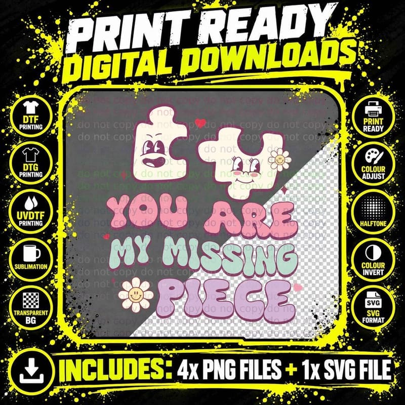 You Are My Missing Piece Valentine T-Shirt Png SVG Digital Bundle