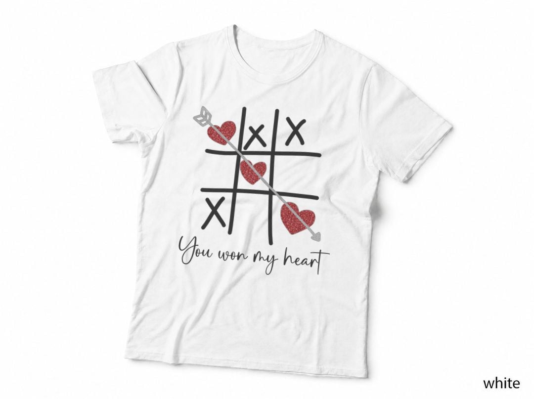 You Won My Heart Tic-Tac-Toe Game with Hearts and Arrow T-Shirt