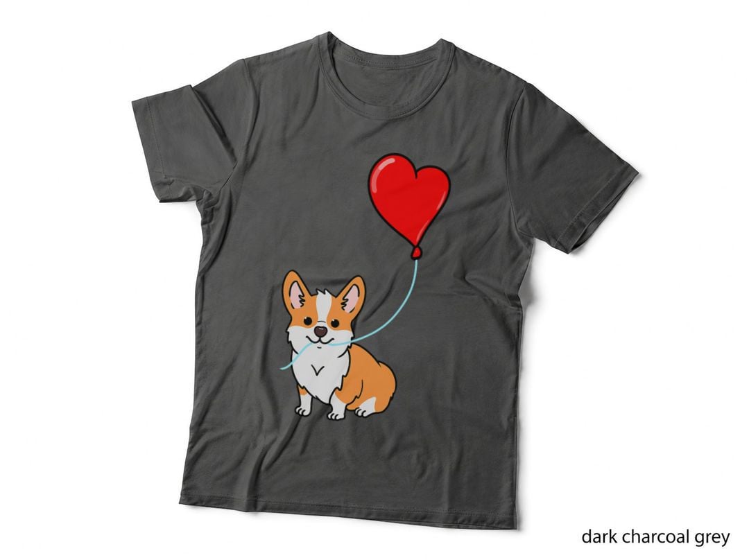 Corgi with Heart Balloon Valentines Day Corgi T-Shirt