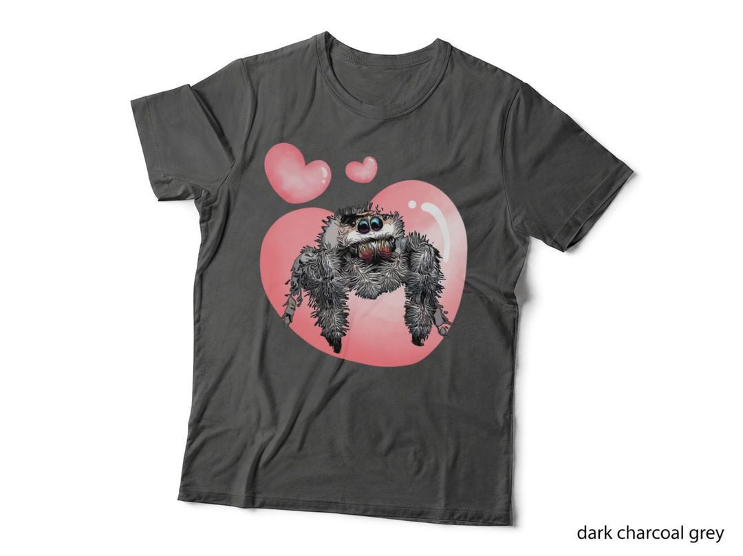 Cute Jumping Spider Love, Regal Spooder, Arachnid Valentines T-Shirt