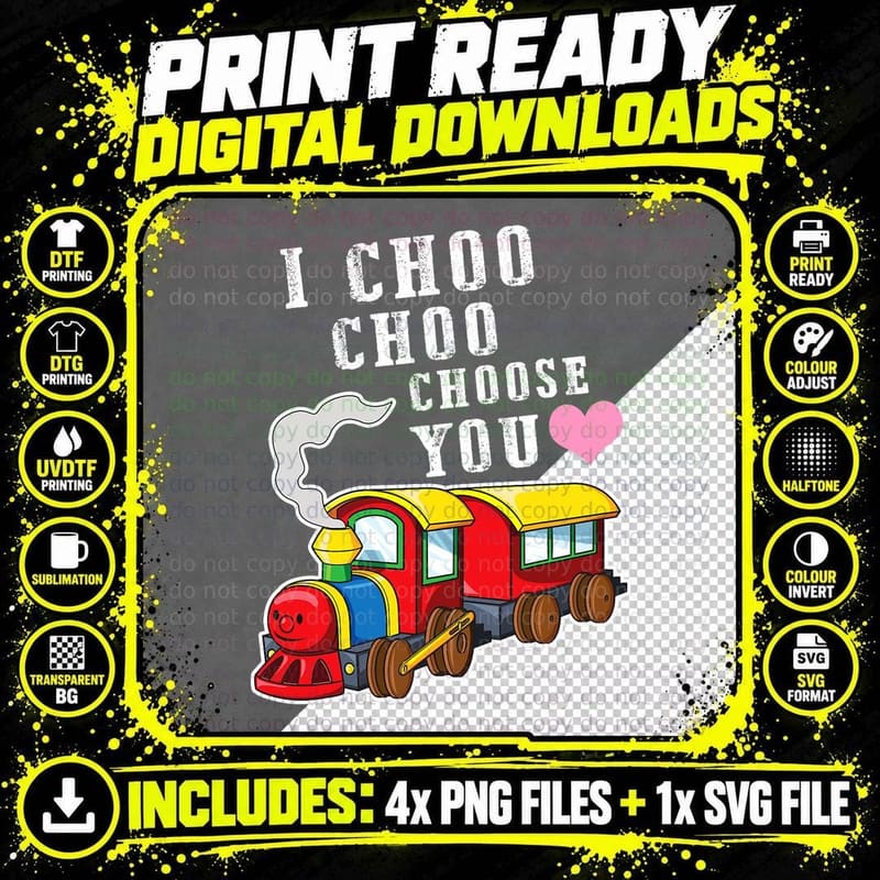 I Choo Choo Choose You Valentines Day Cute Train Boys Png SVG Digital Bundle