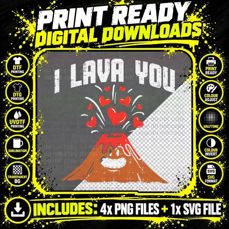I Lava You Cute Volcano Valentines Day Geology Png SVG Digital Bundle