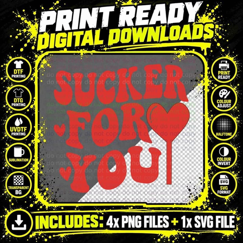 I'm a Sucker for You Candy Heart Love Happy Valentines Png SVG Digital Bundle