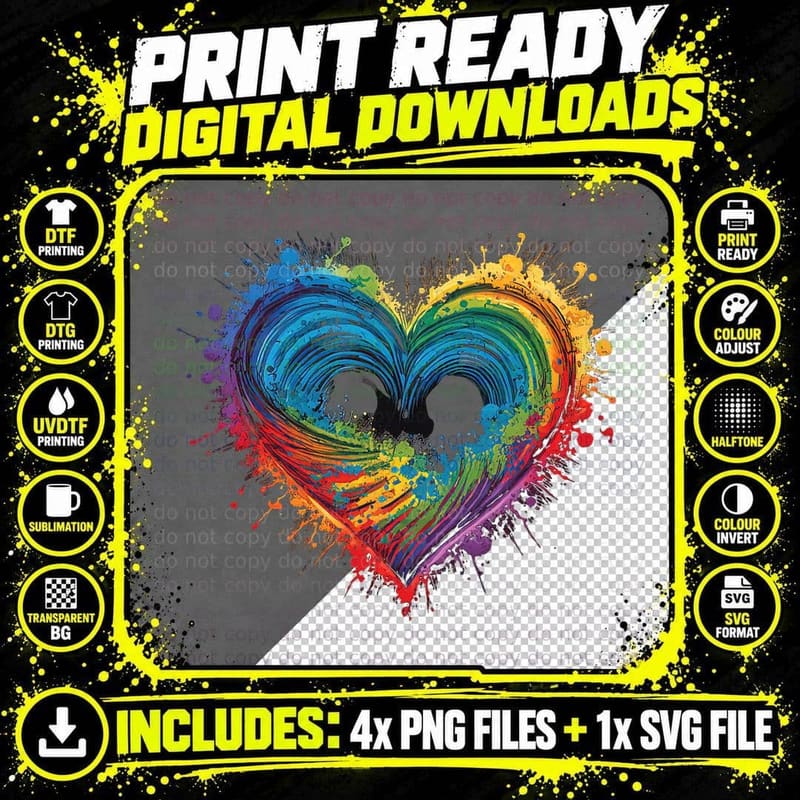 Kids Tie Dye Heart Valentines Day Graphic Girls Toddler Png SVG Digital Bundle