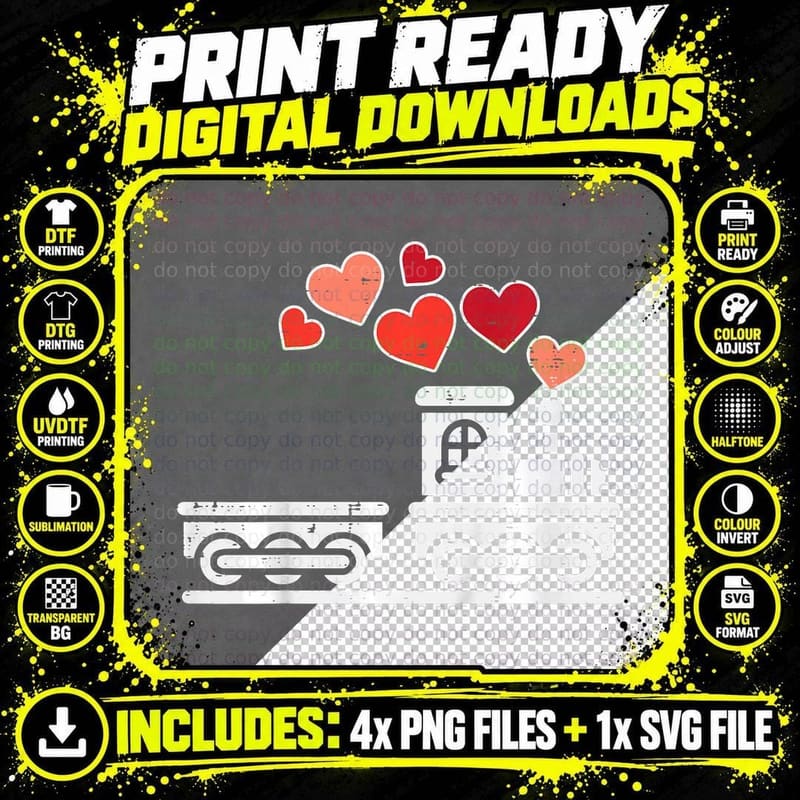Kids Valentines Day Train Hearts Choo Choo Boys Kids Png SVG Digital Bundle