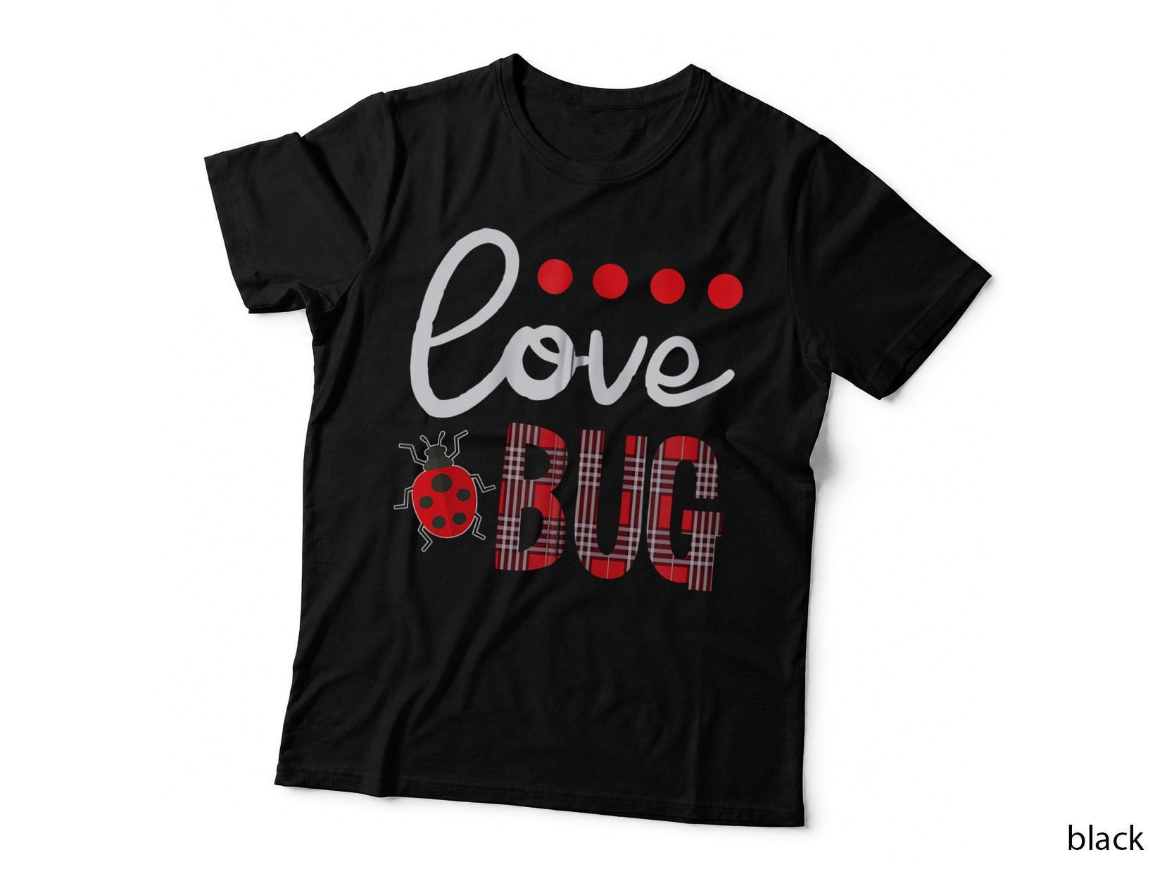 Love Bug Valentines Day Cute Lady Bug Plaid V-Day Zip Hoodie T-Shirt