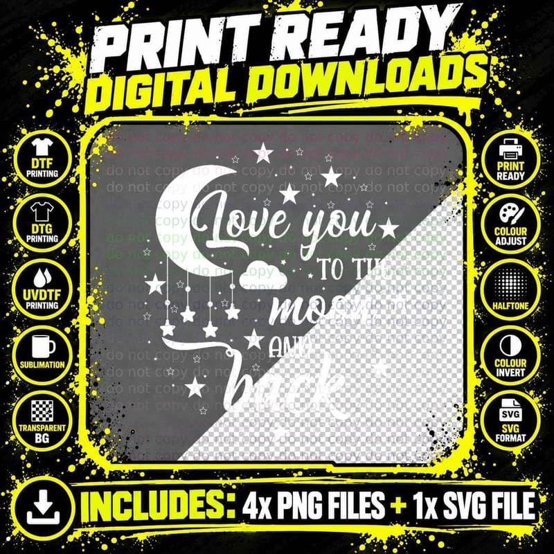 Love You to the Moon and Back Share Your Love Valentines Png SVG Digital Bundle